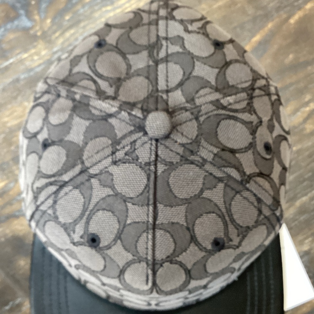 Coach Gray and Black Signature Men's Hat with Leather Trim - Picture 9 of 9